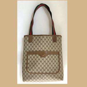 AUTH Vintage Gucci brown GG Supreme Canvas Tote 80